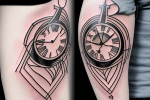 Hourglass with a clock inside tattoo idea
