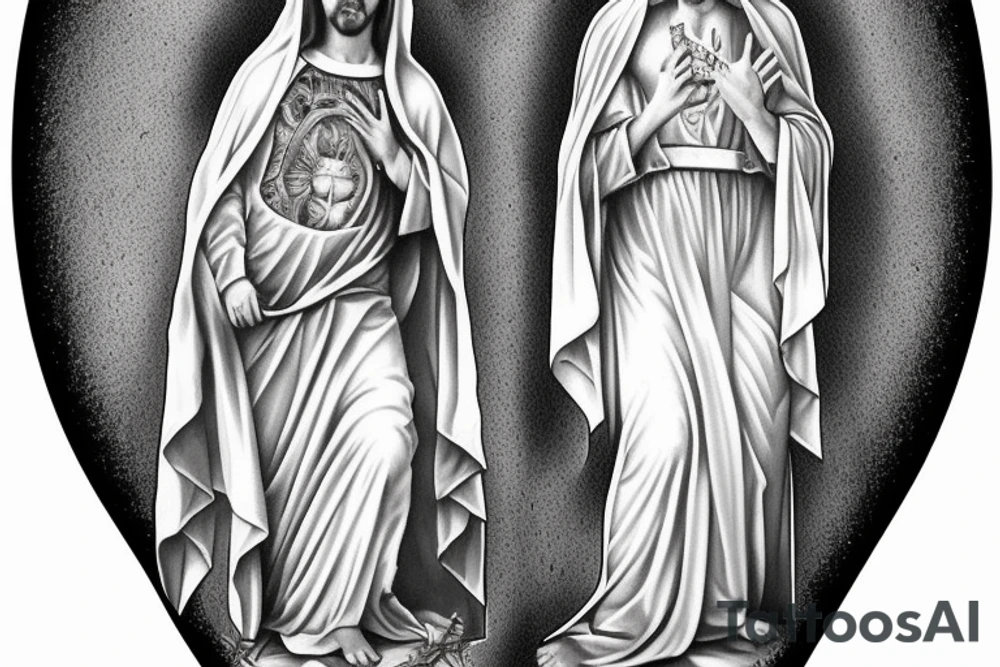 Virgin Mary, Jesus, Archangel Michael tattoo idea