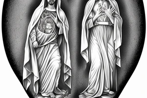 Virgin Mary, Jesus, Archangel Michael tattoo idea