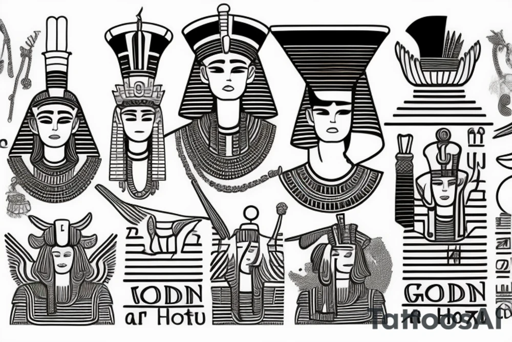 God hórus chest and hat pharaoh tattoo idea