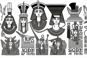 God hórus chest and hat pharaoh tattoo idea
