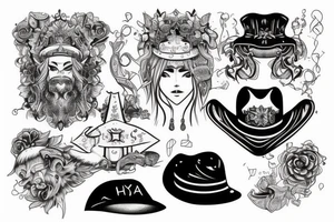 God hórus chest and hat tattoo idea