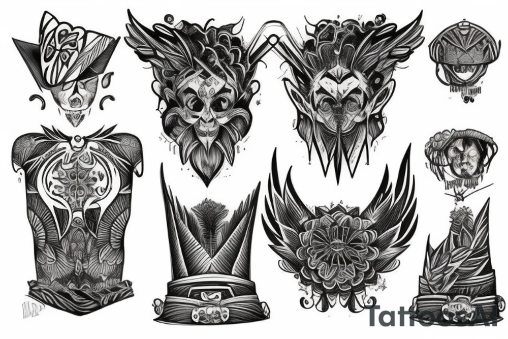 God hórus chest and hat tattoo idea