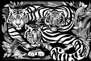 Tiger and snake in a forest theme tattoo idea