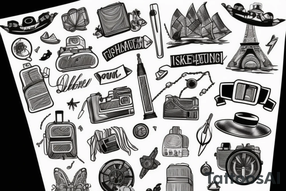 travel minimal tattoo idea