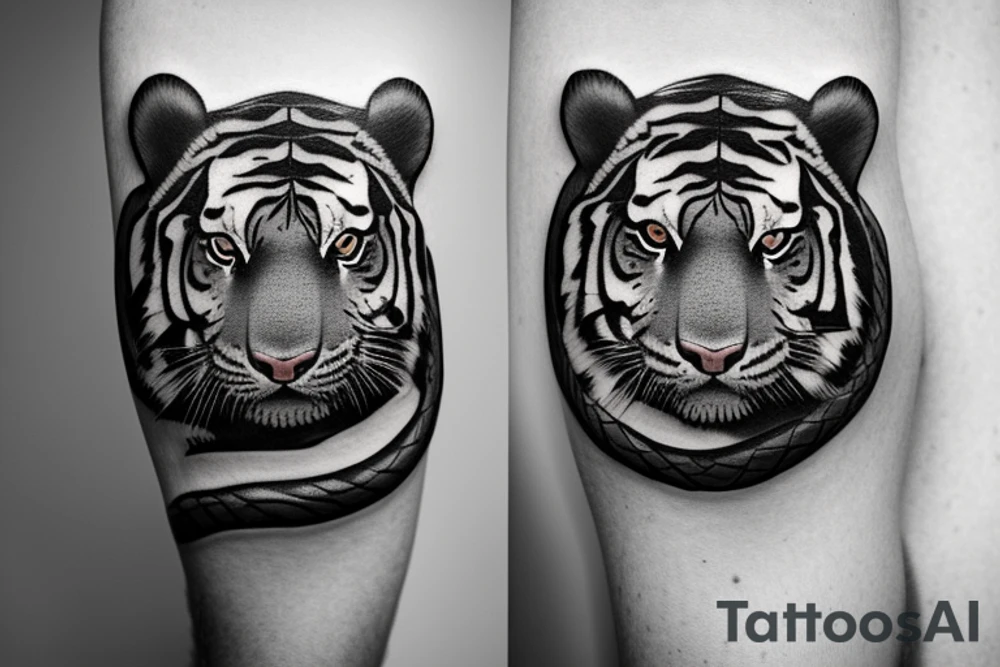 Tiger and snake in a forest theme tattoo idea
