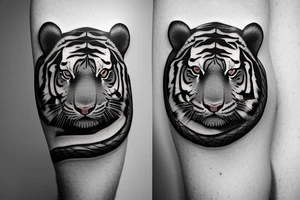 Tiger and snake in a forest theme tattoo idea