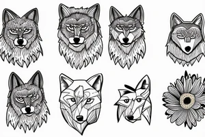 Wolf howling out of a daisy tattoo idea