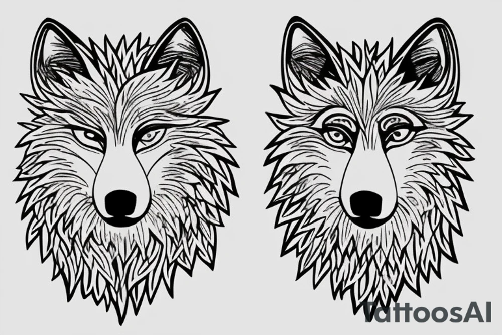 Wolf howling out of a daisy tattoo idea