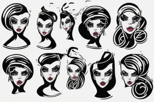robot woman's face, quarter profile view tattoo idea