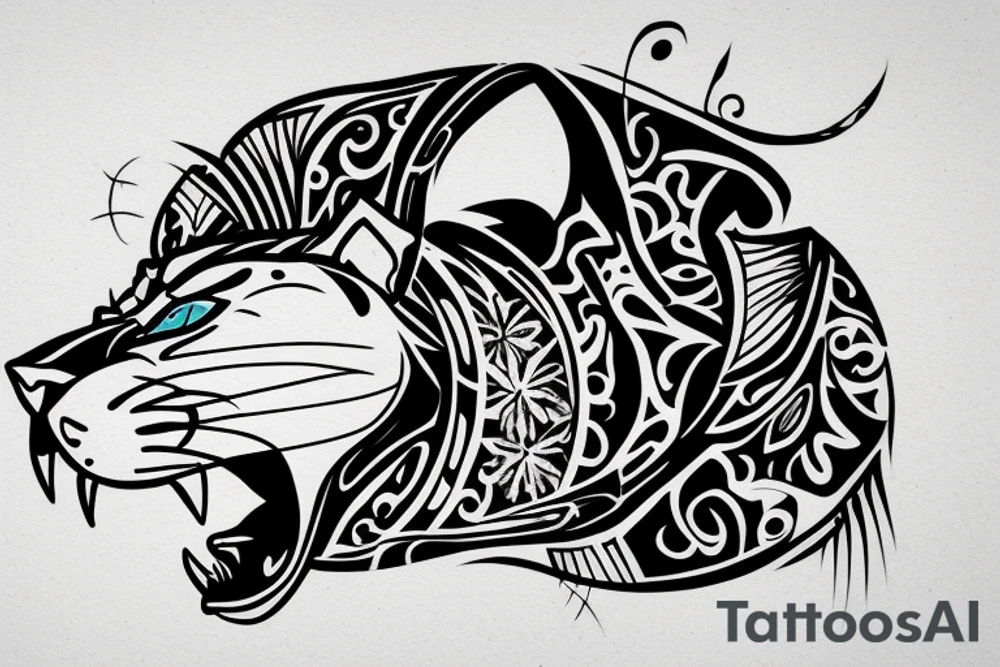 A panther attacking in profile tattoo idea