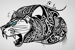 A panther attacking in profile tattoo idea
