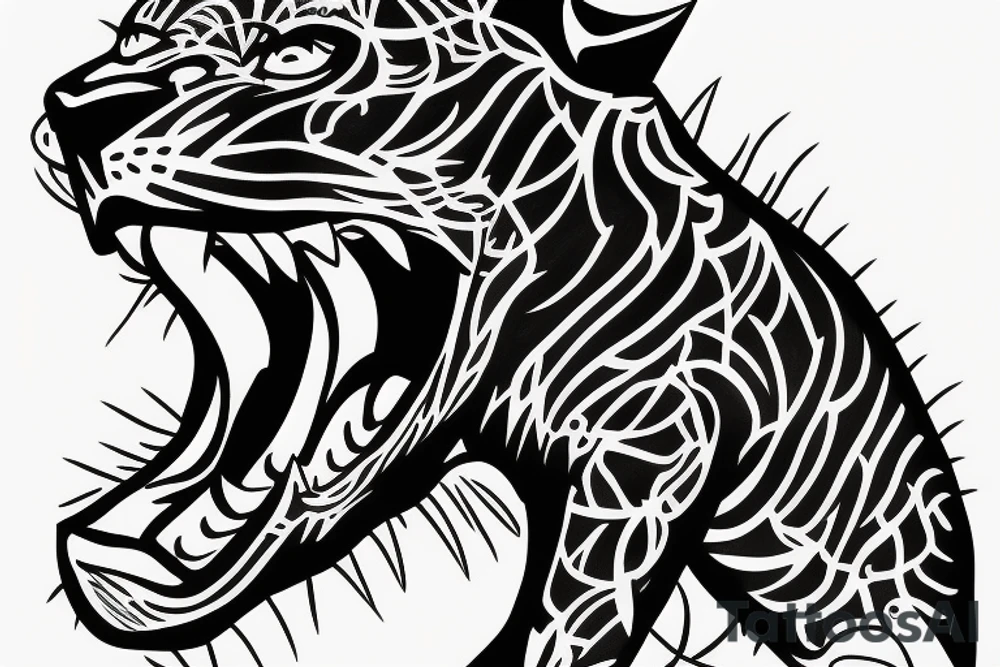 A panther attacking in profile tattoo idea
