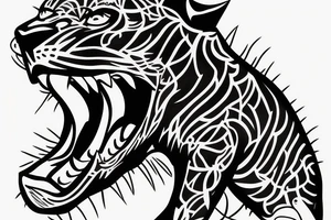 A panther attacking in profile tattoo idea