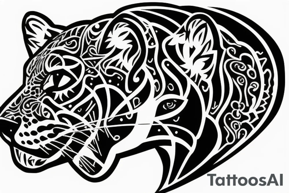 friendly panther in profile tattoo idea