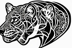 friendly panther in profile tattoo idea