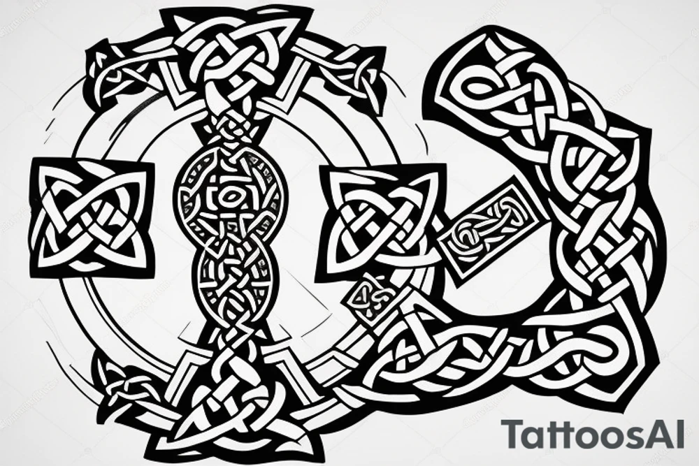 celtic cross and dragon tattoo idea