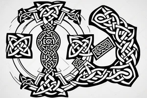 celtic cross and dragon tattoo idea