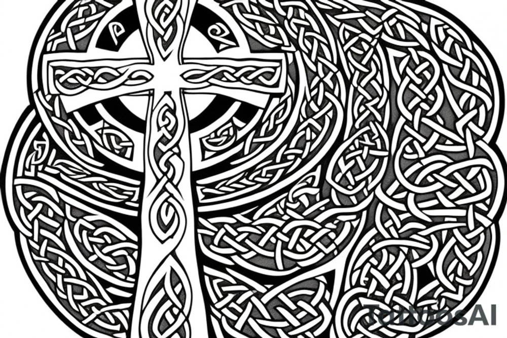 celtic cross with
 dragon tattoo idea