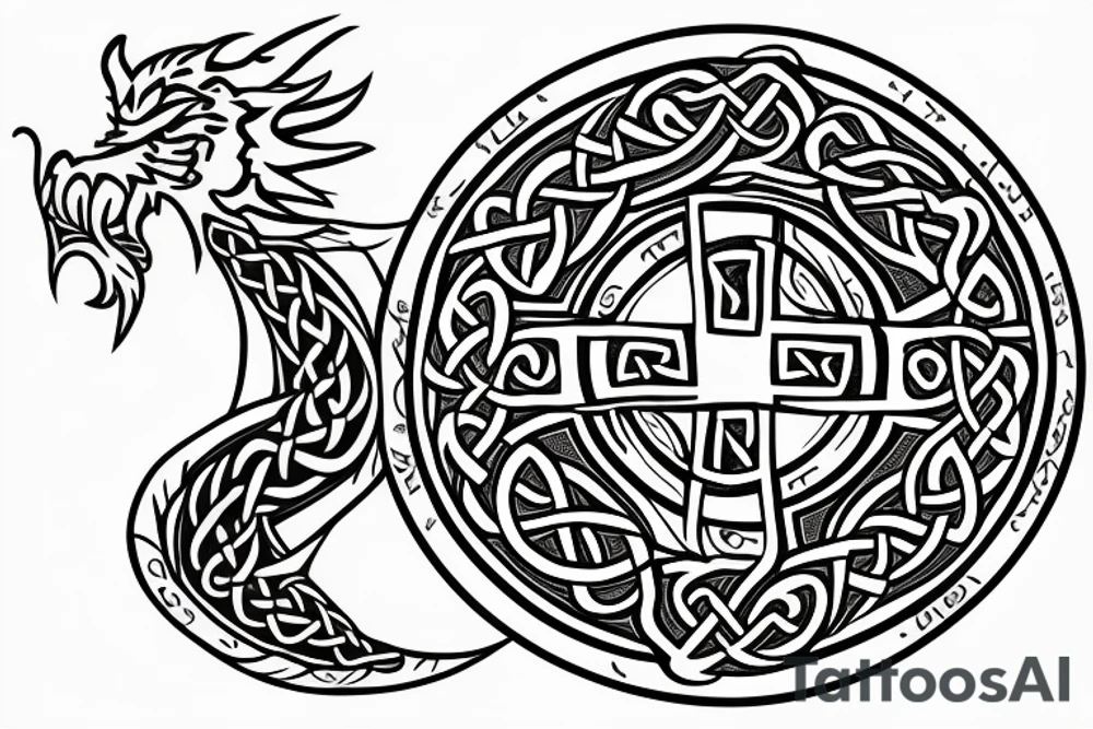 celtic cross with
 dragon tattoo idea