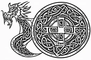 celtic cross with
 dragon tattoo idea