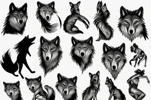 wolf lady dancing tattoo idea