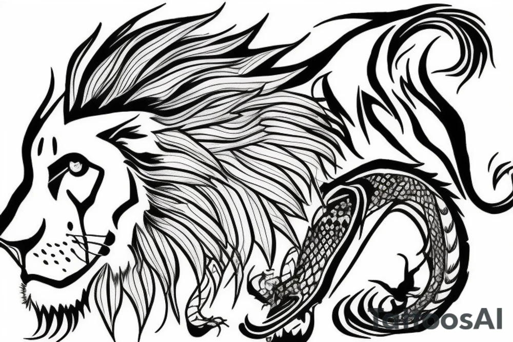 lion and dragon tattoo idea