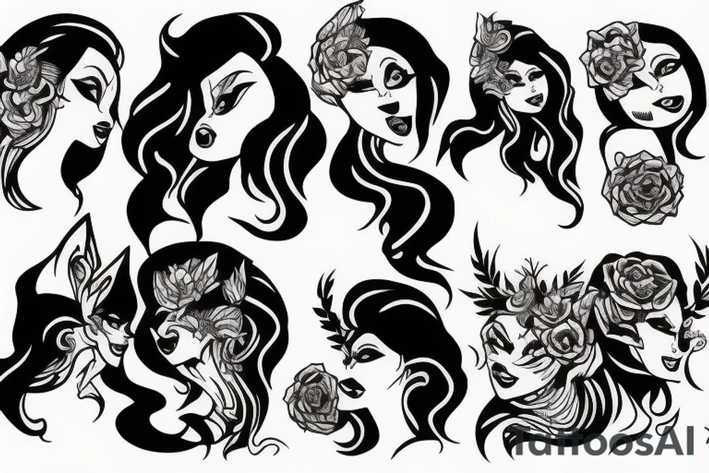 wolf lady dancing tattoo idea