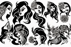 wolf lady dancing tattoo idea