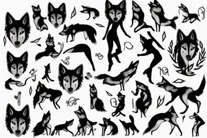 wolf lady dancing tattoo idea