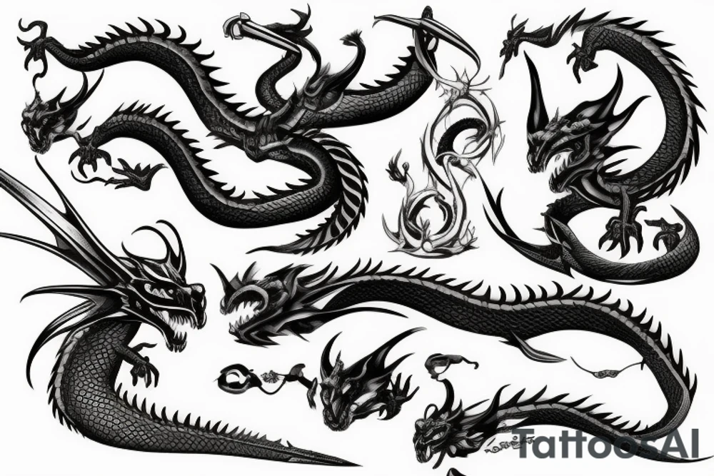 dragon sword tattoo idea