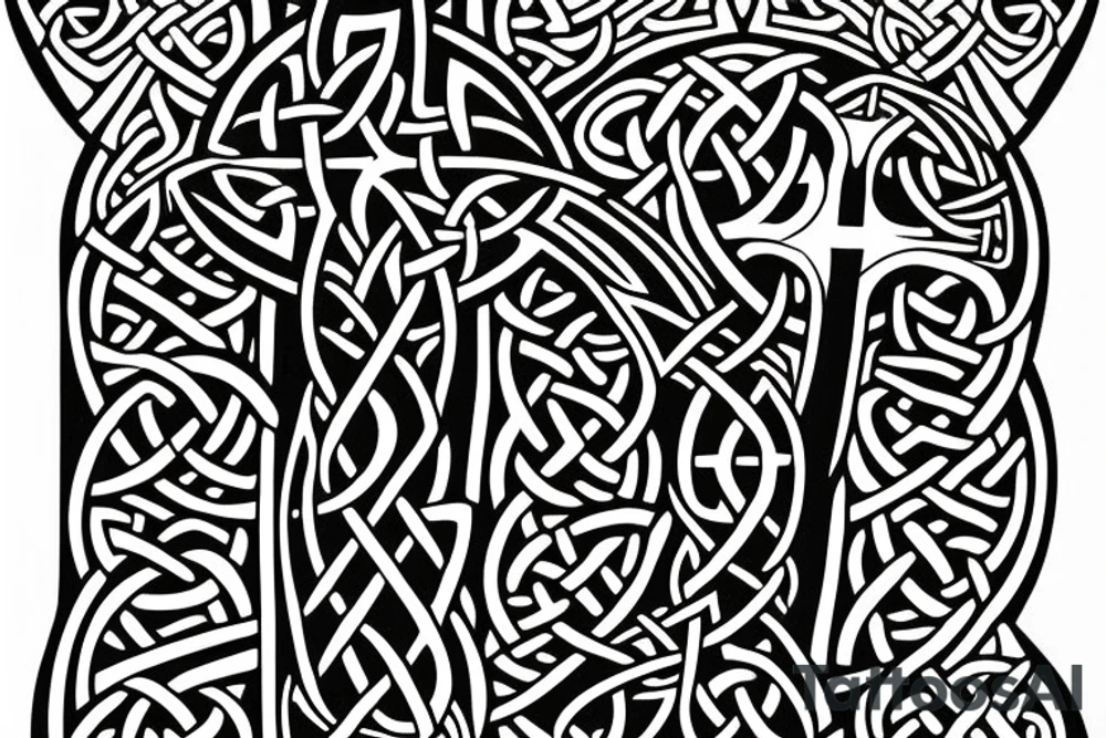 Celtic cross with viking theam tattoo idea