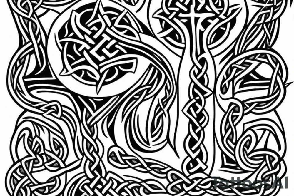Celtic cross, snakes, wolf's, tree, tattoo idea Celtic cross, snakes, wolf's, tree, tattoo idea