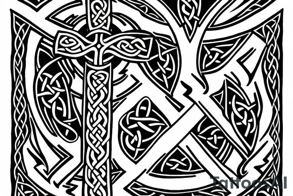 Celtic cross, wolf's, tattoo idea