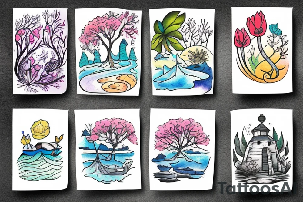 Island landscape tattoo idea
