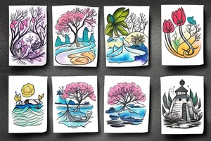Island landscape tattoo idea