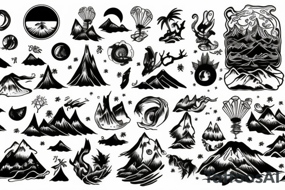 Island landscape tattoo idea
