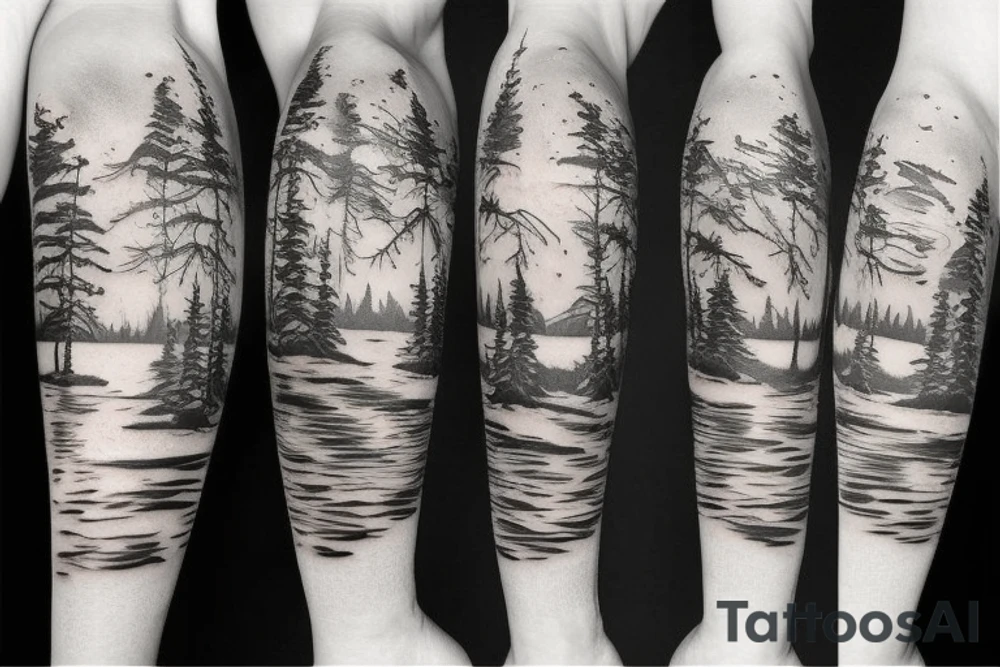 Island landscape tattoo idea