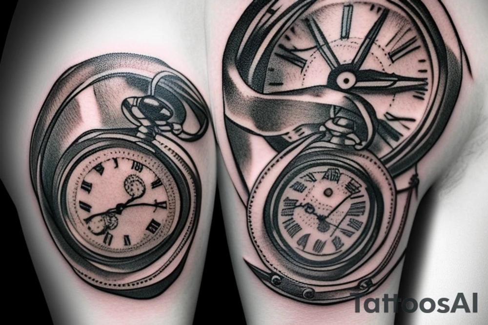 Knife with Shake and pocket Watch tattoo idea Knife with Shake and pocket Watch tattoo idea