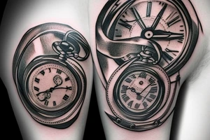 Knife with Shake and pocket Watch tattoo idea
