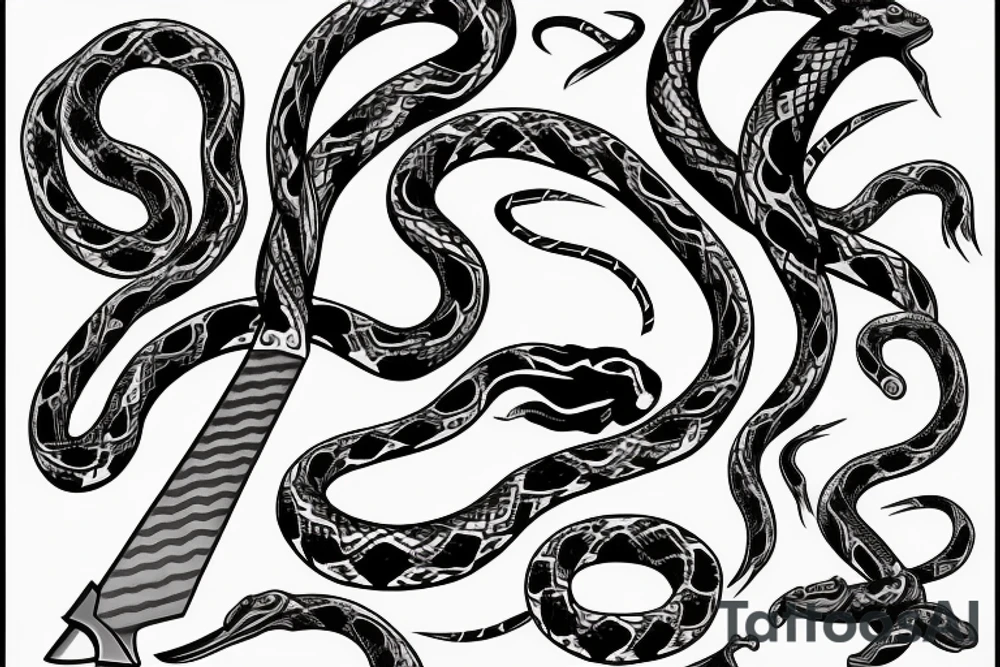 Knife with snake tattoo idea