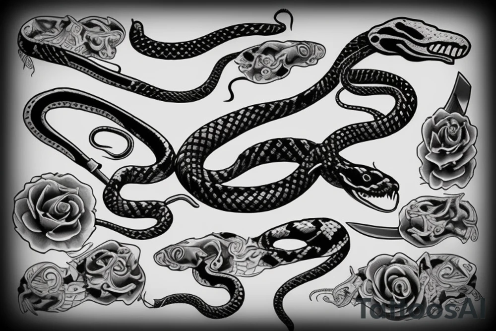 Knife with snake tattoo idea