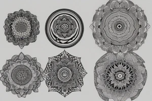 flowers with a mandala geometrical pattern and a moon tattoo idea