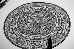 flowers with a mandala geometrical pattern and a moon tattoo idea