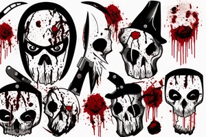 Ghostface with blood on his face and a knife with blood dripping tattoo idea