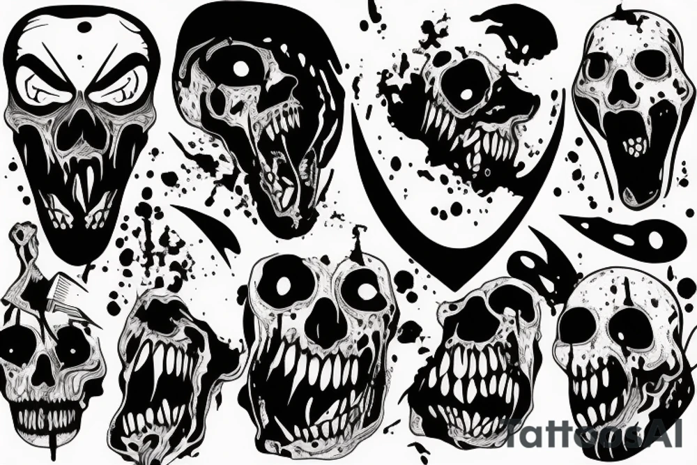 Scream with blood on his face and a knife with blood dripping tattoo idea