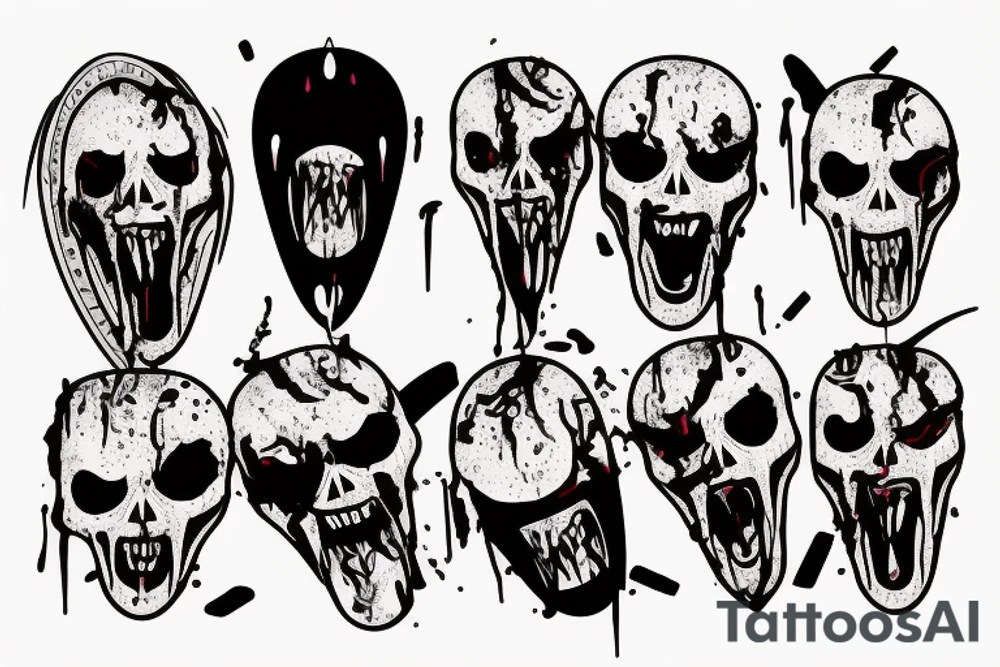 Scream with blood on his face and a knife with blood dripping tattoo idea