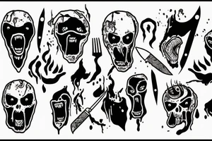 Scream with blood on his face and a knife with blood dripping tattoo idea