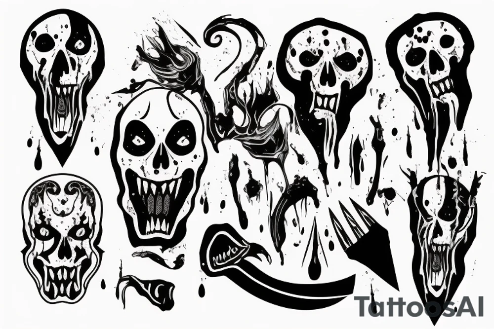 Scream with blood on his face and a knife with blood dripping tattoo idea