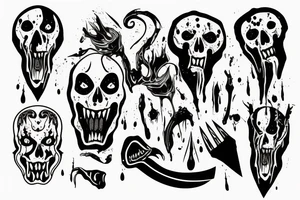 Scream with blood on his face and a knife with blood dripping tattoo idea